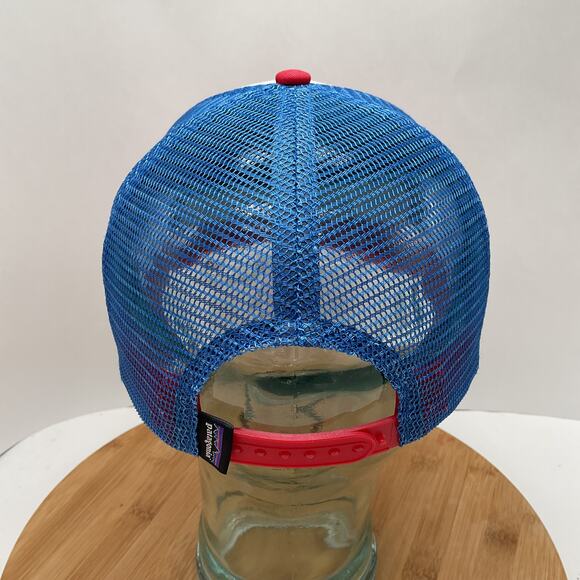Patagonia P6 Roger That Mesh Retro Red White Blue Trucker Hat Snapback - Picture 3 of 5